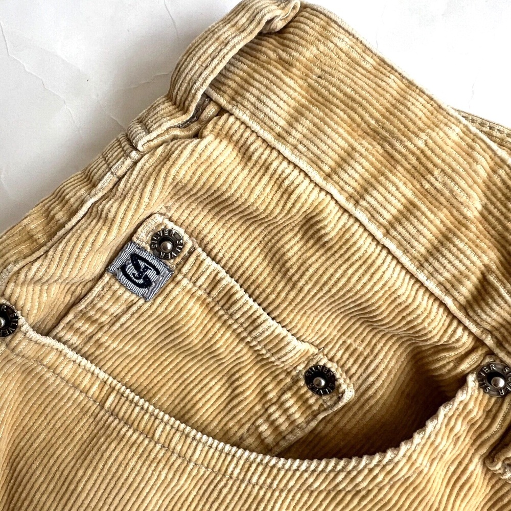 Vintage Silver Jeans Pants Size 29 Gold Yellow Corduroy Staight Leg Mid Rise - Picture 5 of 11